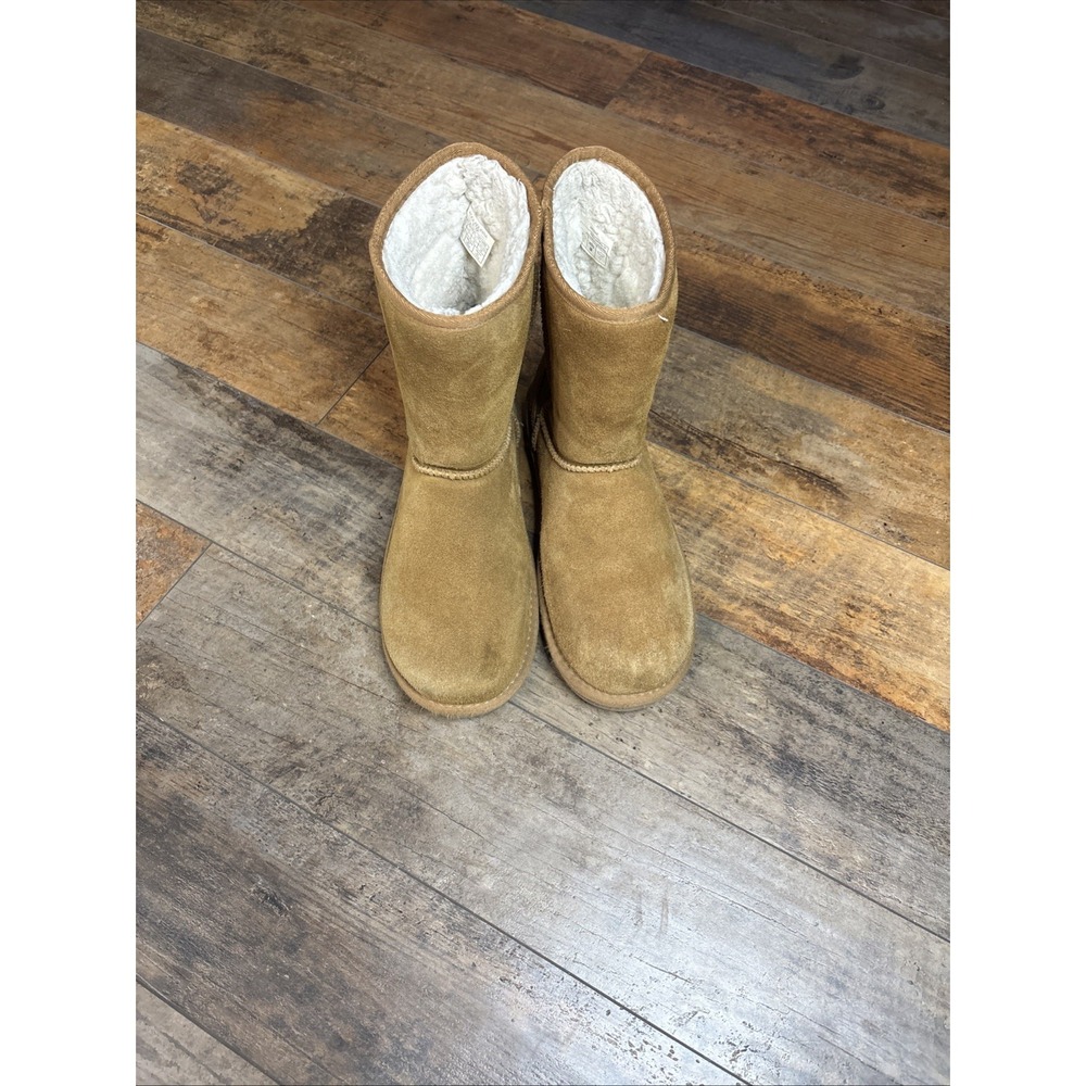 Koolaburra by UGG Victoria Short Chestnut Tan Suede Faux Fur Winter Boots Womens